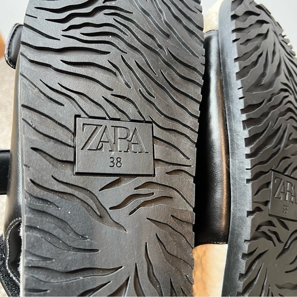 Zara fleece lined two strap buckle sandals in black - Picture 11 of 11